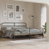 Metal Bed Frame without Mattress with Footboard Black 193x203cm 376624