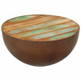 ZNTS Coffee Table Bowl-shaped with Steel Base Solid Reclaimed Wood 241648