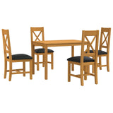 Dining Set 5 pcs Black Solid Oak Wood 3430252