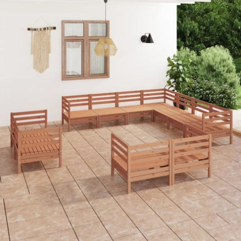 ZNTS 11 Piece Garden Lounge Set Solid Wood Pine Honey Brown 3083217