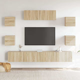 7 Piece TV Cabinet Set Sonoma Oak Engineered Wood 3114520