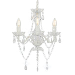 Chandelier with Beads White Round 3 x E14 281596