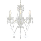 Chandelier with Beads White Round 3 x E14 281596