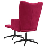 Relaxing Chair with a Stool Wine Red Velvet 328111