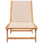 ZNTS Sun Lounger Cream Solid Wood Acacia and Textilene 4008412