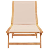 ZNTS Sun Lounger Cream Solid Wood Acacia and Textilene 4008412