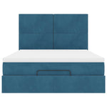 ZNTS Ottoman Bed with Mattresses Dark Blue 140x190cm Velvet 3313401