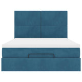 ZNTS Ottoman Bed with Mattresses Dark Blue 140x190cm Velvet 3313401