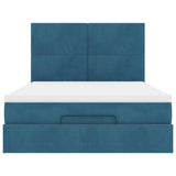 Ottoman Bed with Mattresses Dark Blue 140x190cm Velvet 3313401