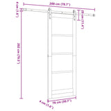 Sliding Door 78 x 202 cm Engineered Wood White and Black 3449902