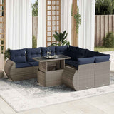 9 Piece Garden Sofa Set with Cushions Grey Poly Rattan Acacia 3326612