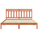 Bed Frame Wax Brown 205.5 x 185.5 x 100 cm Solid Pine Wood 3418146