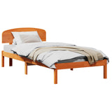 Bed Frame with Headboard Wax Brown 100 x 200 cm Solid Pine Wood 872079