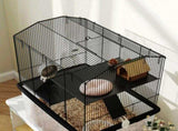 Three-Tier Gerbil Cage, Hamster Cage for Dwarf Hamster, Syrian Hamster w/ Wheels, Deep Bottom, Food T3398P347612