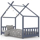 Kids Bed Frame Grey Solid Pine Wood 80x160 cm 283371