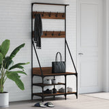 Clothes Rack with Shoe Storage Brown Oak 80x40x184 cm 837866