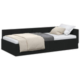 Corner Bed Frame with Headboard Black 90 cm x 190 cm Velvet 42016037