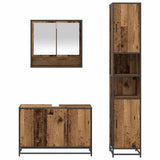 Bathroom Furniture Set with Door 3 pcs Old Wood Engineered Wood 3402348