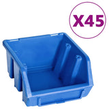 48 Piece Storage Bin Kit with Wall Panels Blue and Black 150805