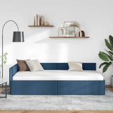 Corner Bed Frame with Headboard Blue 90 cm x 200 cm Velvet 42016050
