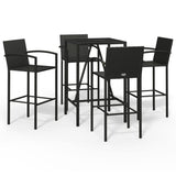 Garden Bar Set Black PE rattan Medium Footrest Bar Table Set 3187652