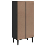 Bookcase SENJA Rattan Look Black 60x35x130 cm Solid Wood Pine 358060