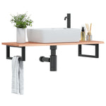 ZNTS Basin Shelf Wall Mounted Steel and Solid Wood Oak 3302569