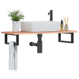 Basin Shelf Wall Mounted Steel and Solid Wood Oak 3302569