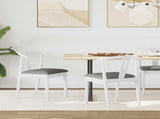 Dining Chair 2 pcs White and Grey Solid Rubber Wood 42020406