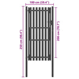 Garden Fence Gate Steel 100x200 cm Anthracite 146332