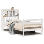 ZNTS Bookcase Bed without Mattress White 90x190 cm Single Solid Wood Pine 3321925