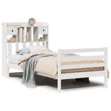 ZNTS Bookcase Bed without Mattress White 90x190 cm Single Solid Wood Pine 3321925