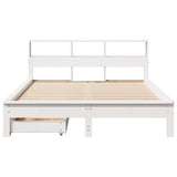 Bookcase Bed without Mattress White 150x200 cm King Size Solid Wood Pine 3309807
