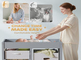 Baby Changing Unit with 4 Storage Drawers, Mat for Bedroom Nursery, 84 x 84.5 cm, Grey T3398P378902