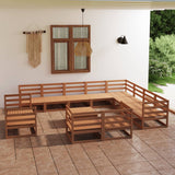 ZNTS 13 Piece Garden Lounge Set Honey Brown Solid Pinewood 3075962