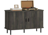 Mid-Century Modern Sideboard Storage Cabinet Slatted Tambour Sliding Doors, Kitchen Cabinet T3398P377902