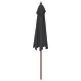 Garden Parasol with Wooden Pole Black 299x240 cm 363173