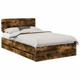 Bed Frame with Drawer Smoked Oak 120 x 190 cm Engineered Wood 3412210