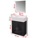 Bathroom Cabinet Black and White Engineered wood, Ceramic Compact 272227