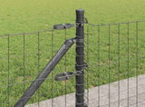 Euro Fence with Concrete Base 25 x 0.4 m PVC-Coated Steel Grey 3350941