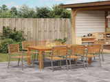 Garden Dining Set 9 pcs Grey Solid Acacia Wood 3365545