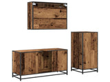 Bathroom Furniture Set with Door 3 pcs Old Wood Engineered Wood 3402408