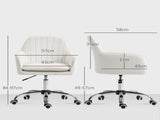 Velvet-Feel Office Chair with Adjustable Height and Wheels - Cream White T3398P424983