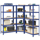 3 Piece 5-Layer Shelves Set Blue Steel&Engineered Wood 3307614