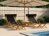 Deck Chair 4 pcs 3 Position Solid Eucalyptus Wood Black 3407802