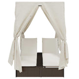 Double Sun Lounger with Roof Brown 205 x 129 x 200 cm PE rattan 3376128