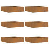 Lawn Edging 6 pcs Rusty 50 x 50 x 13 cm Weathering Steel 874729