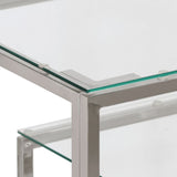 Console Table Silver Stainless Steel and Tempered Glass 350001