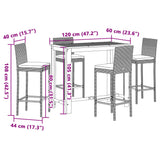 5 Piece Garden Bar Set Black Solid Wood Acacia and Poly Rattan 3295298