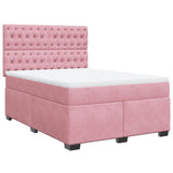 Box Spring Bed with Mattress Pink 140x190 cm Velvet 3290917